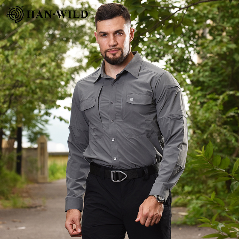 Hanye Outdoor Cămașă cu uscare rapidă, mâneci lungi, nylon + spandex, unisex, model solid, pentru alergare, ciclism și drumeții