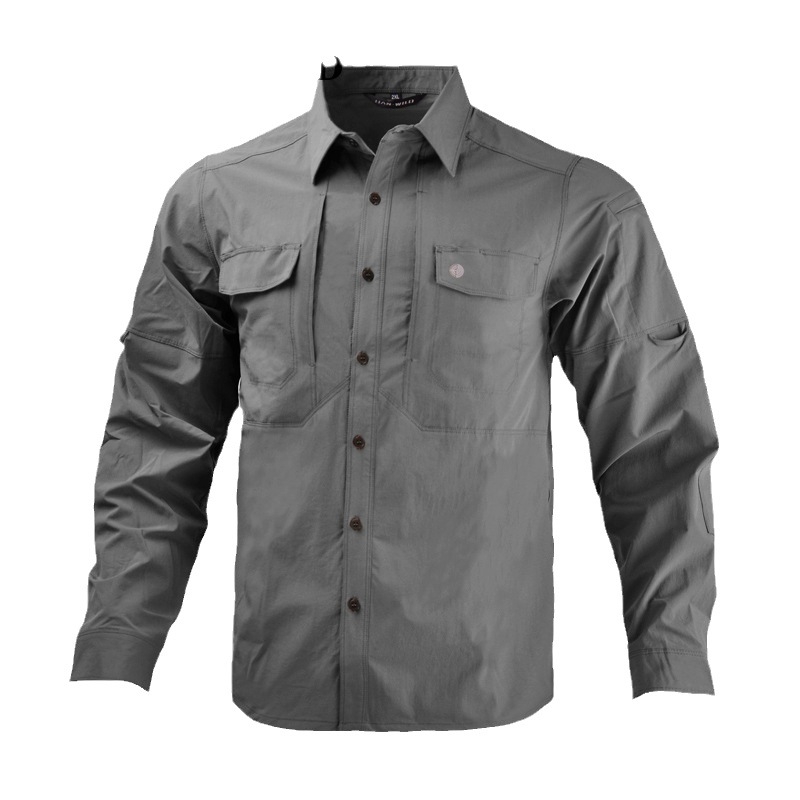 Hanye Outdoor Cămașă cu uscare rapidă, mâneci lungi, nylon + spandex, unisex, model solid, pentru alergare, ciclism și drumeții