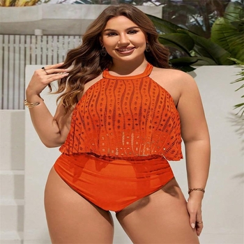 Ženski dvodijelni bikini s halter vratom — bez rukava, poliester, s umetkom na prsima, bez čelne potpore, pogodan za plivanje i vodene sportove