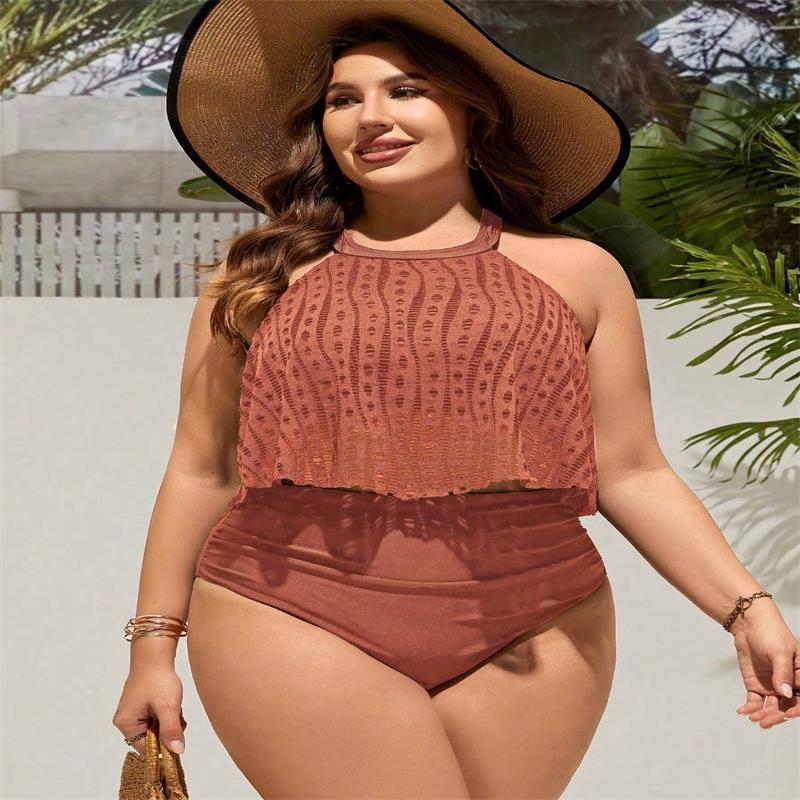 Ženski dvodijelni bikini s halter vratom — bez rukava, poliester, s umetkom na prsima, bez čelne potpore, pogodan za plivanje i vodene sportove