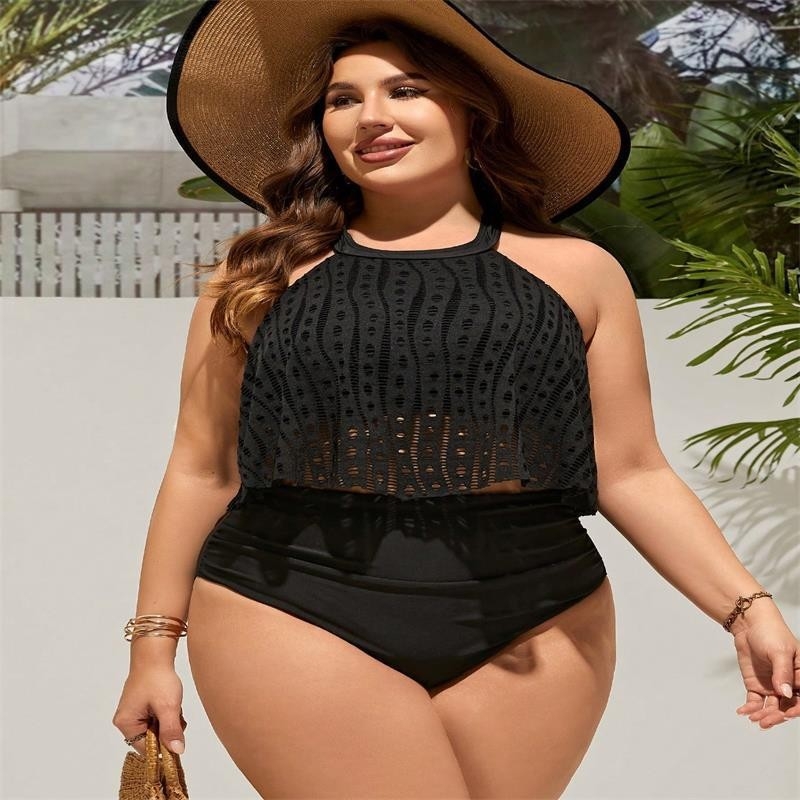 Ženski dvodijelni bikini s halter vratom — bez rukava, poliester, s umetkom na prsima, bez čelne potpore, pogodan za plivanje i vodene sportove