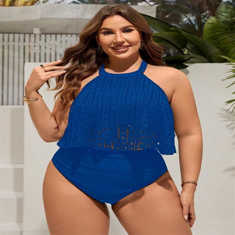 Ženski dvodijelni bikini s halter vratom — bez rukava, poliester, s umetkom na prsima, bez čelne potpore, pogodan za plivanje i vodene sportove