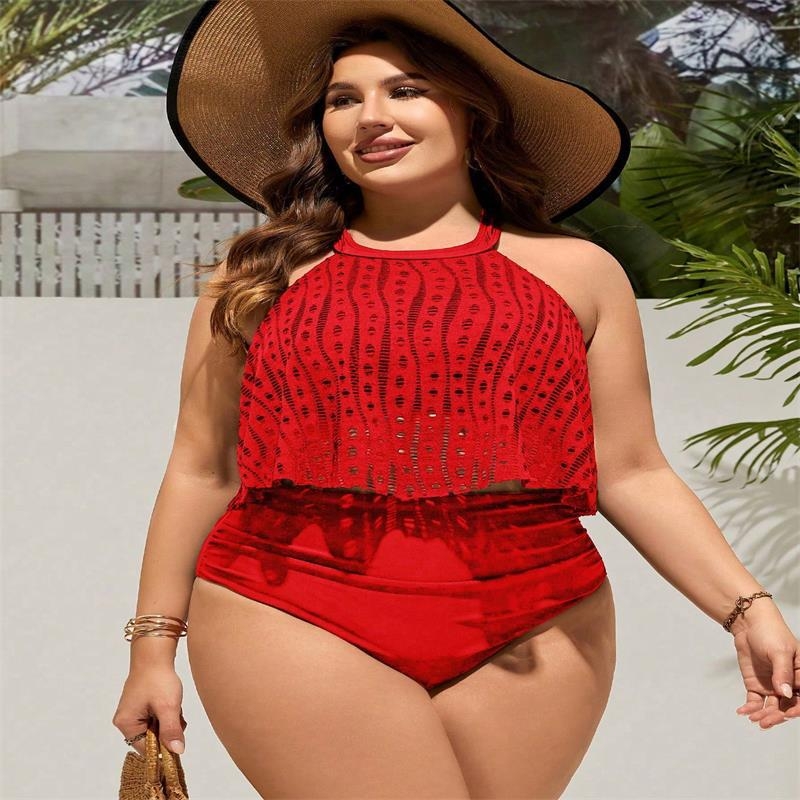 Ženski dvodijelni bikini s halter vratom — bez rukava, poliester, s umetkom na prsima, bez čelne potpore, pogodan za plivanje i vodene sportove