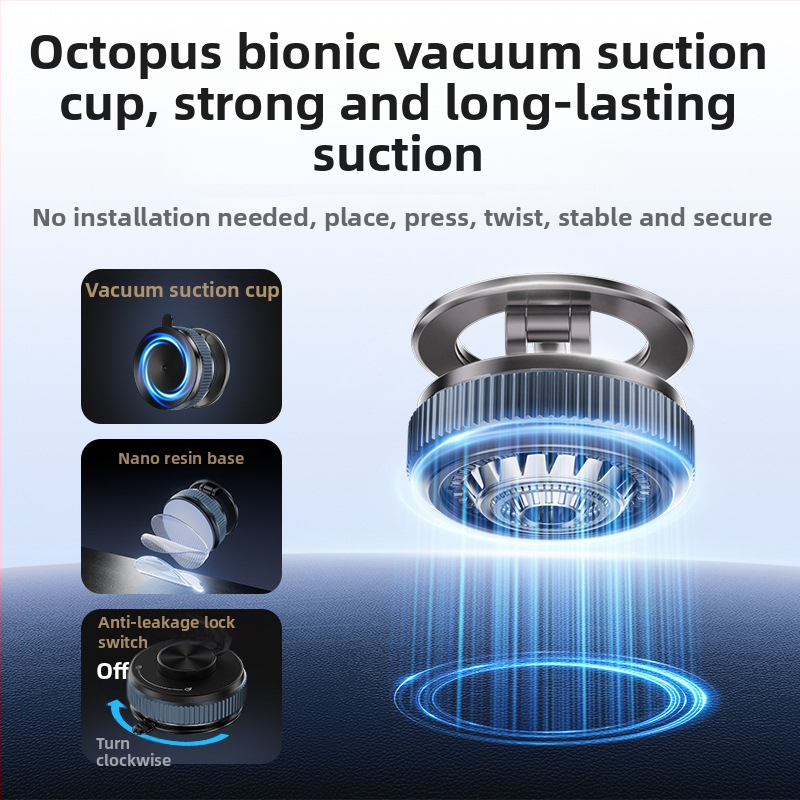 Разгъваема стойка за телефон за кола с вакуумна чашка - Модел X104, цинкова сплав, за различни устройства