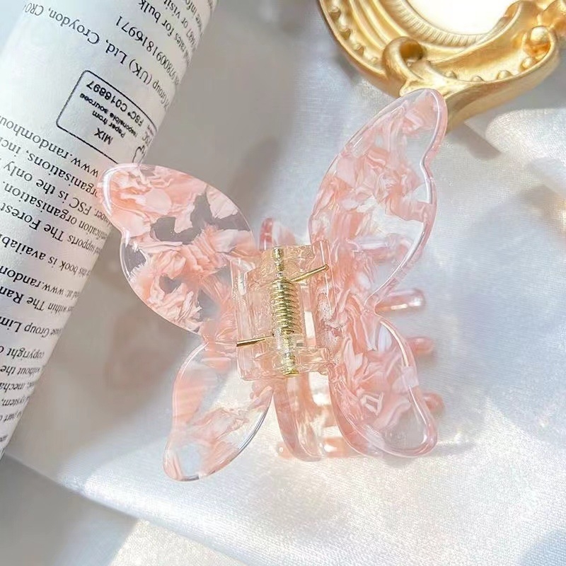 Kuka za kosu s leptirovim motivom – grip tip, korejski stil, ručna izrada, materijal: octena kiselina, prilagodljivo