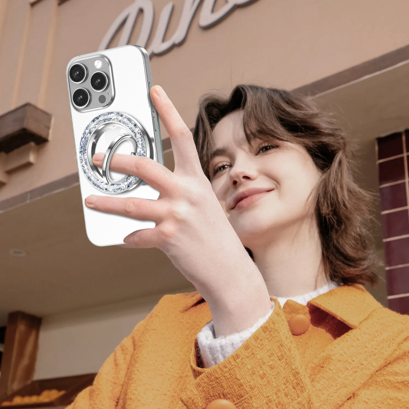 Suport pentru telefon cu inel MagSafe, pe suport de birou - luciu din rășină epoxidică, aliaj de zinc, personalizabil