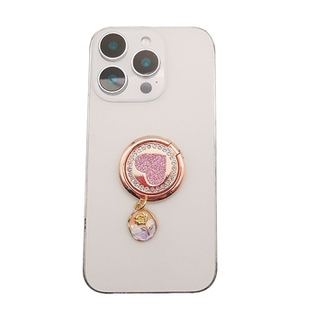 Suport pentru telefon în formă de inel cu cristale în formă de inimă, construcție din aliaj, Jane Grids