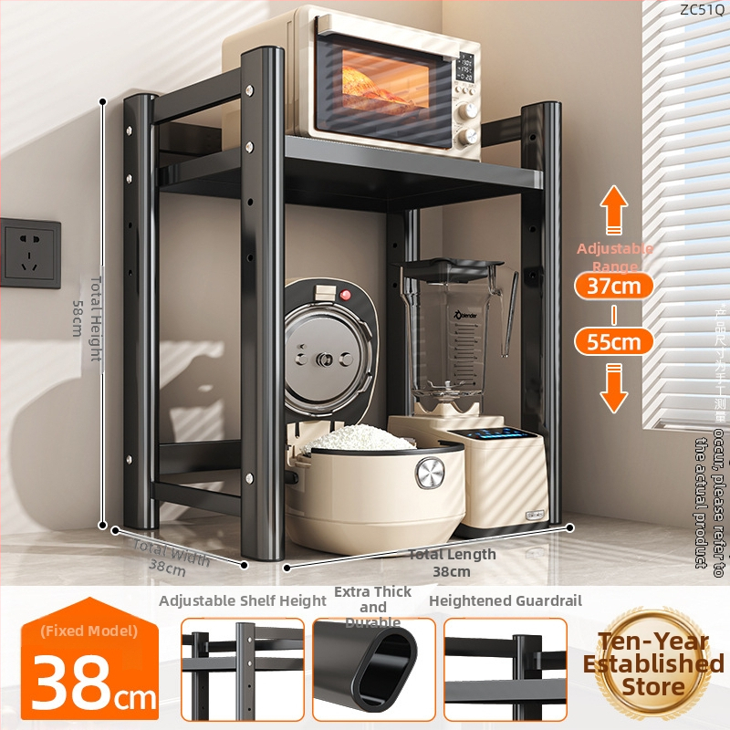 Vytiahateľný dvojposchodový regál na kuchynské spotrebiče, pre mikrovlnnú rúru, z karbónovej ocele, moderný minimalistický štýl, model: Polica