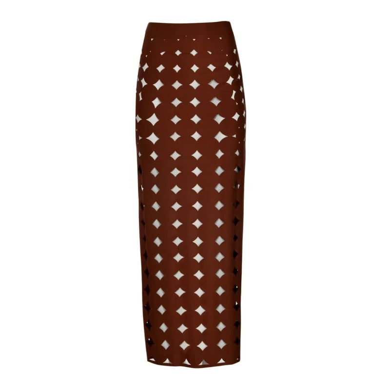 Трикомпонентен бански костюм за плаж с висока талия, без ръкави, изрязана шарка и подплънки за бюста — Nylon 80% / Spandex 20%