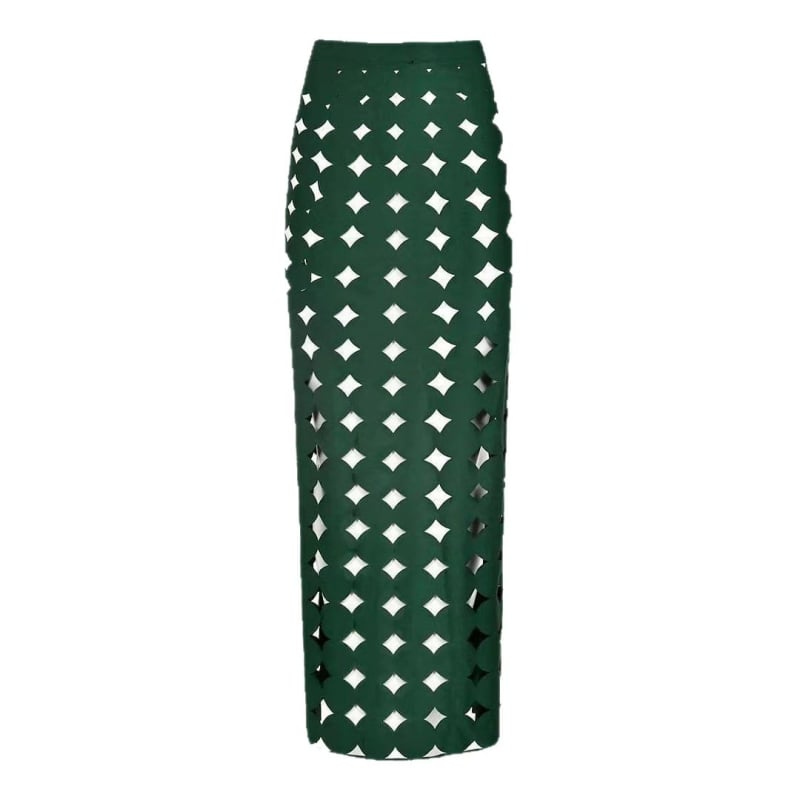 Трикомпонентен бански костюм за плаж с висока талия, без ръкави, изрязана шарка и подплънки за бюста — Nylon 80% / Spandex 20%