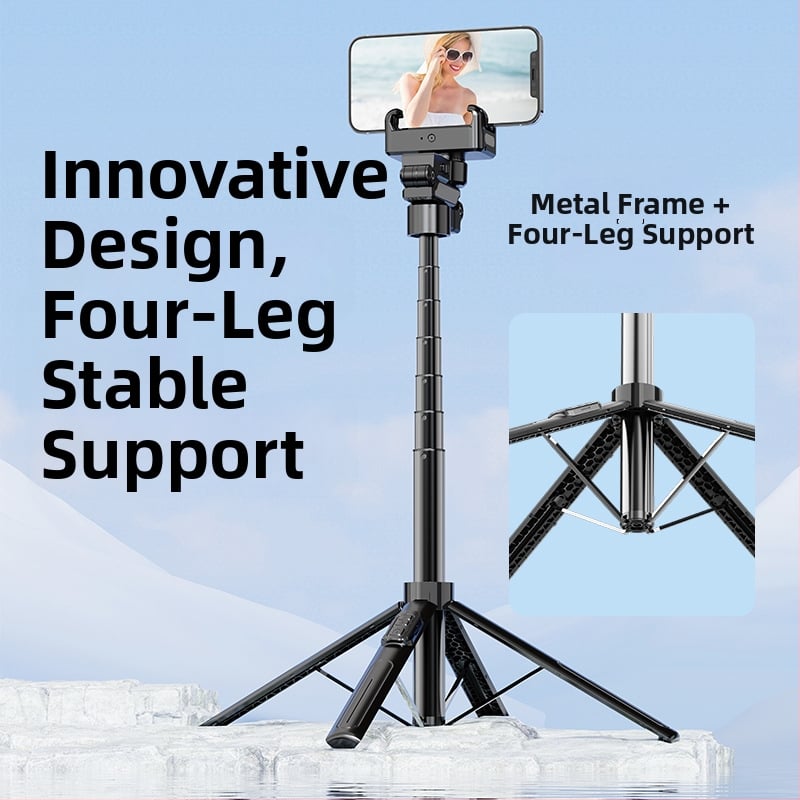 C16 интелигентен стабилизатор с AI следене на лице, едноосен стабилизатор, четириподен трипод, Bluetooth дистанционно, алуминиева сплав