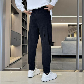 Muške haremske hlače, gradski vanjski stil, s fleece podstavom, labav kroj, pojas srednje visine, poliester tkanina