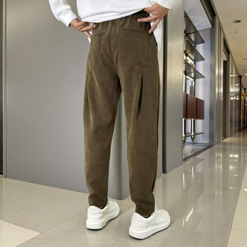 Muške haremske hlače, gradski vanjski stil, s fleece podstavom, labav kroj, pojas srednje visine, poliester tkanina