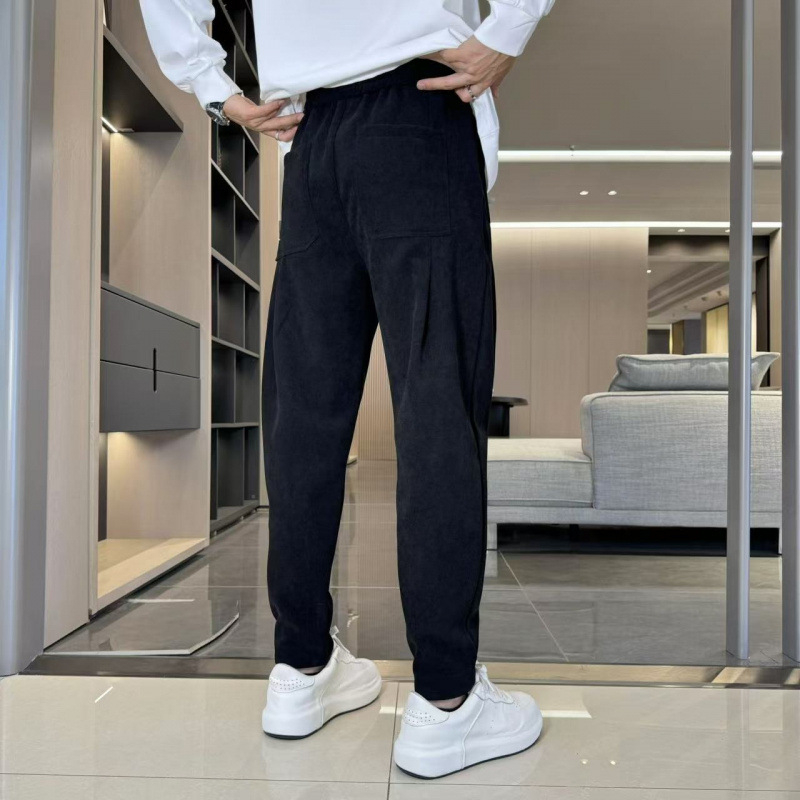 Muške haremske hlače, gradski vanjski stil, s fleece podstavom, labav kroj, pojas srednje visine, poliester tkanina
