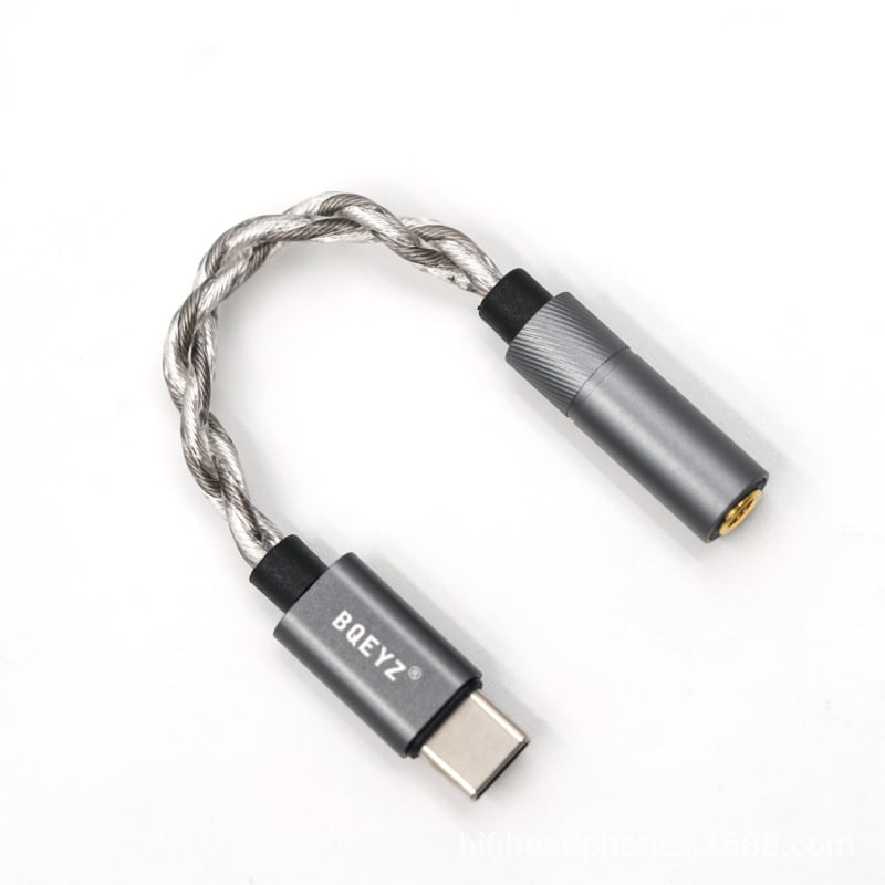 BQEYZ Lin Type-C na 3.5 mm ili 4.4 mm DAC kabel za pretvarač-pojačalo slušalica, bakreni vodič s srebrnom prevlakom, CE certifikat, 18 g