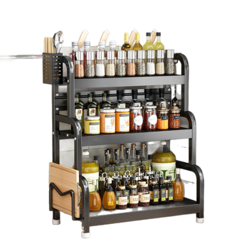 Stalak za začine od karbonskog čelika, višeslojni, na kuhinjski pult, bez bušenja