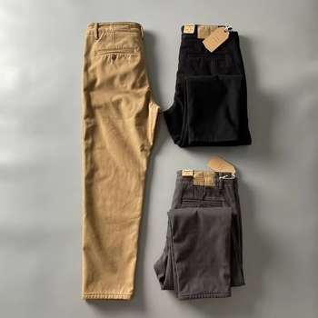 Teške pamučne cargo hlače, ravni kroj, opuštena silueta, skraćena duljina, za muškarce, casual i radnička odjeća, sve sezone