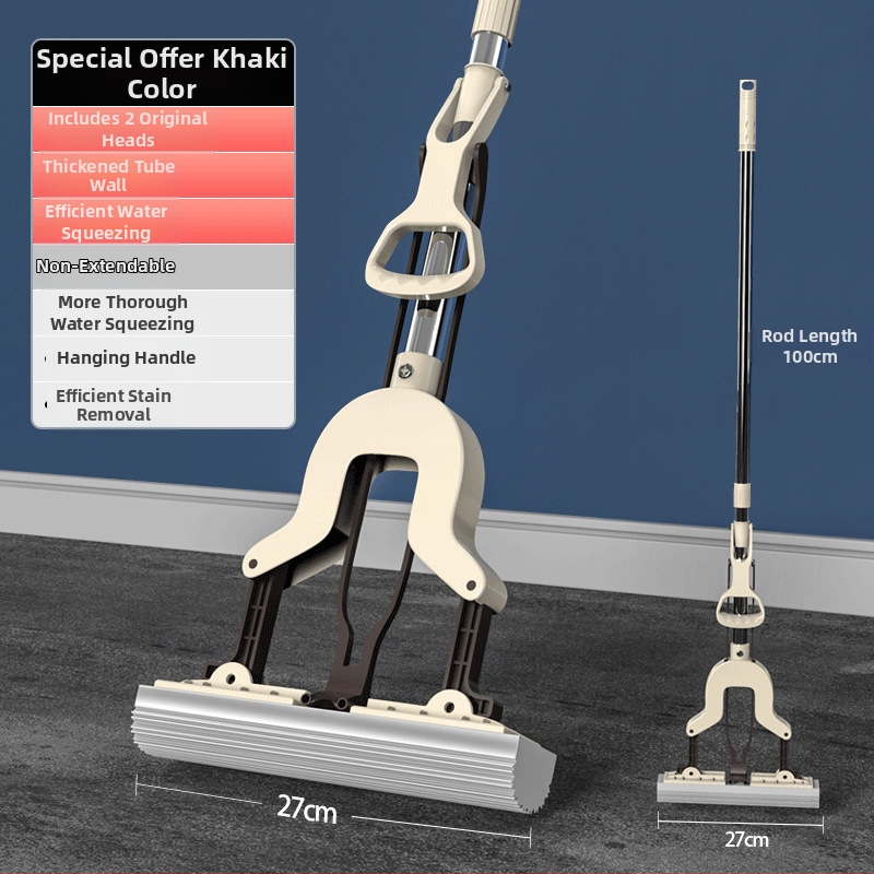 Szivacsos mop összecsukható fejjel, kézzel mosható, rozsdamentes acélszár, Collodion anyag