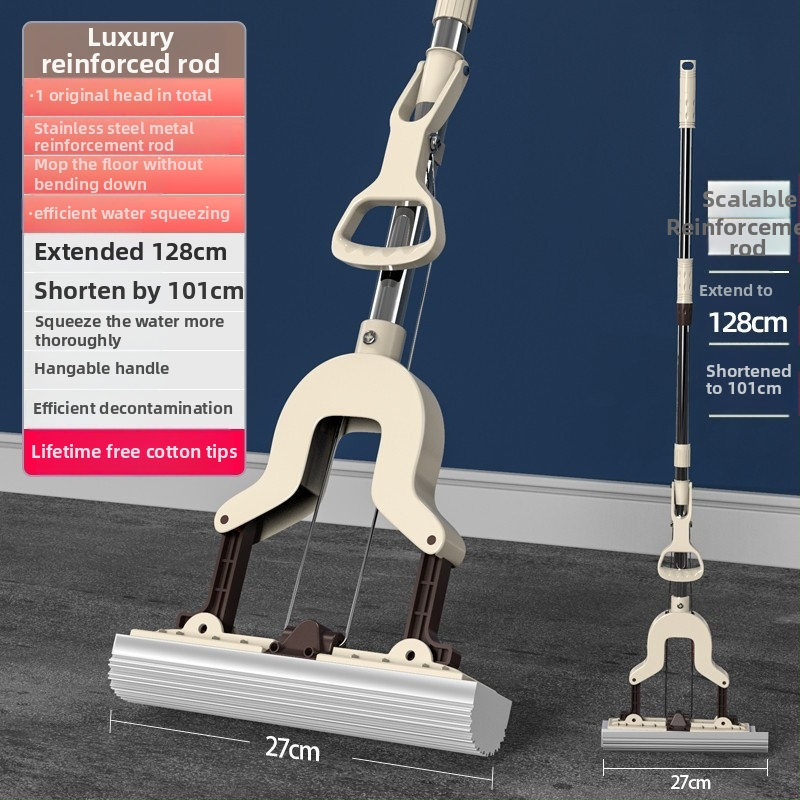 Szivacsos mop összecsukható fejjel, kézzel mosható, rozsdamentes acélszár, Collodion anyag