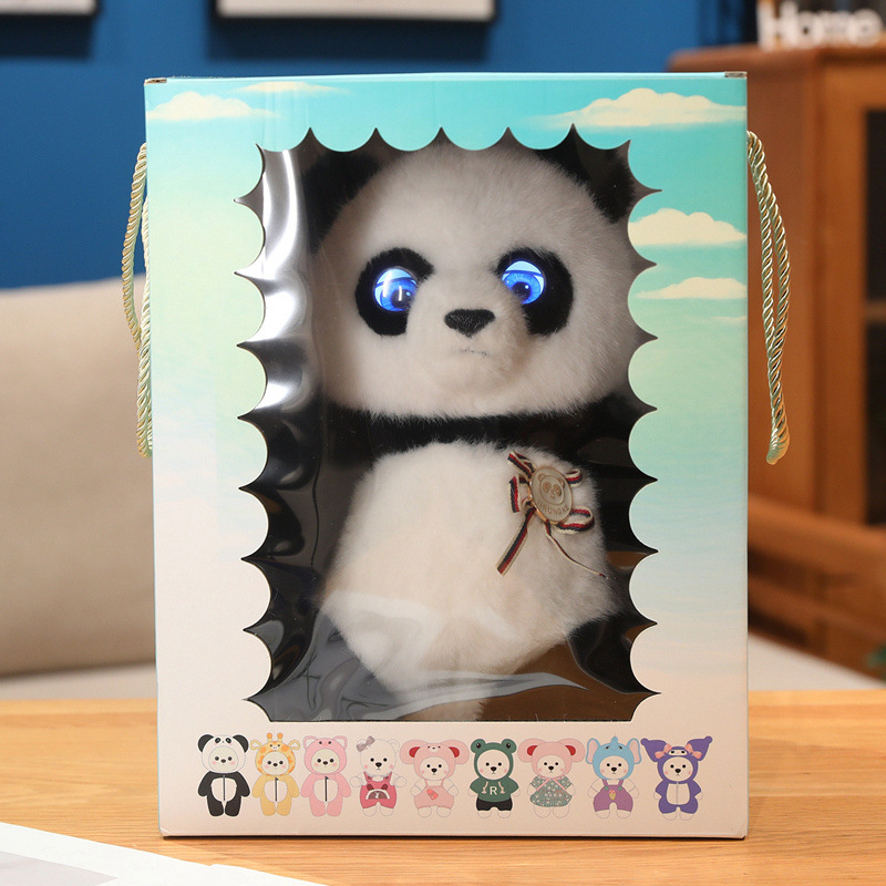 Panda plush κούκλα με γέμισμα από PP βάμβάκι, συσκευασία σε δίχτυ, προσαρμόσιμη με εξατομικευμένες εικονογραφήσεις, κατάλληλη για ηλικίες 14+.