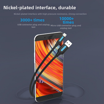 Android Micro USB кабел за данни USB 2.0 — бързо зареждане, PVC материал, единичен конектор