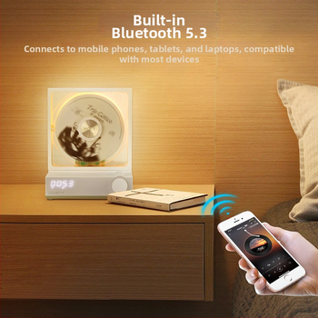 HOTT CD prehrávač C229A s RGB podsvietením, duálne Bluetooth, prehrávanie TF karty a USB, kompatibilný s CD/MP3/CD-R/CD-RW