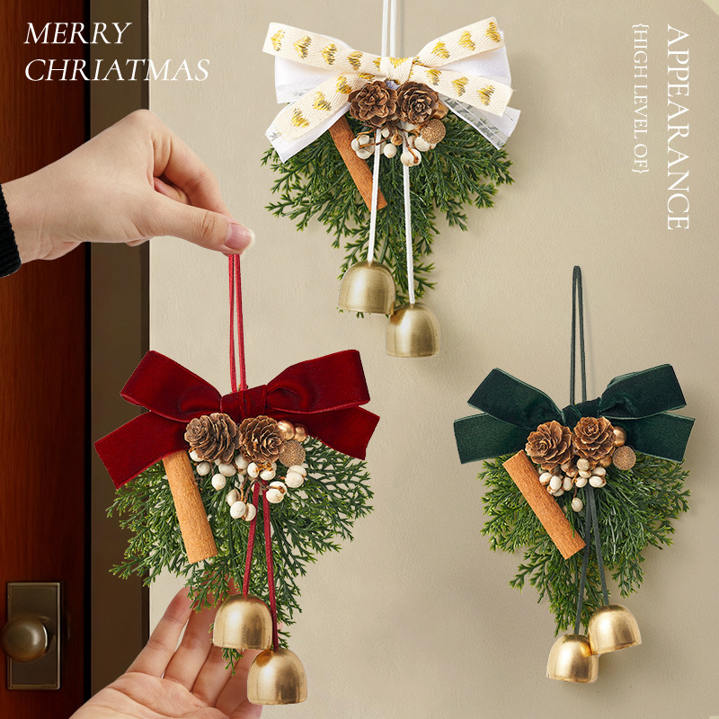 Коледен венец за врата с висящи звънчета – пластмаса и плат, марка Zhenhuan