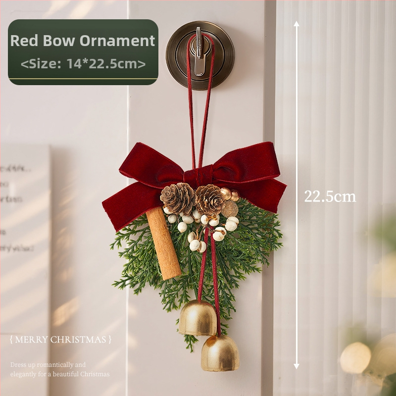 Vianočný veniec na dvere so visiaci zvončekmi – plast a látka, značka Zhenhuan