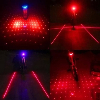 Cool Way 5-LED laserska stražnja svjetiljka za planinske bicikle – kompatibilno s fixnim pogonom, laserski uzorak zvjezdano nebo, sigurnosno upozorenje