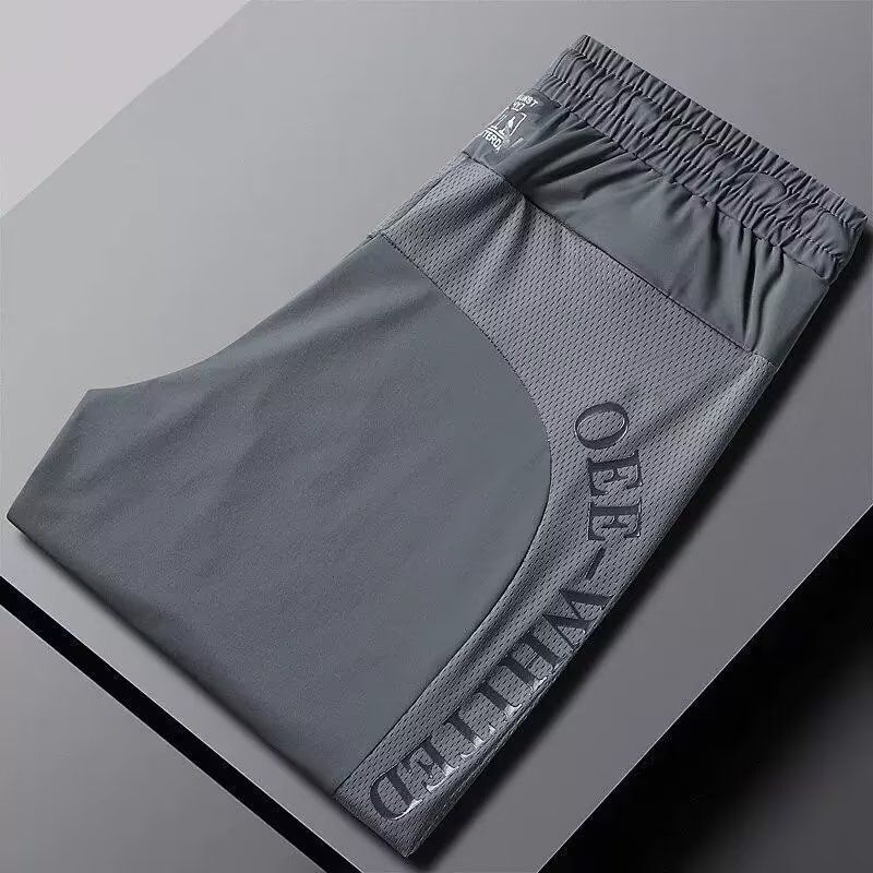 Muške ljetne mrežaste hlače od Ice Silk, elastične, brzo sušeće, srednji pojas, skraćene sportske hlače, plus veličina