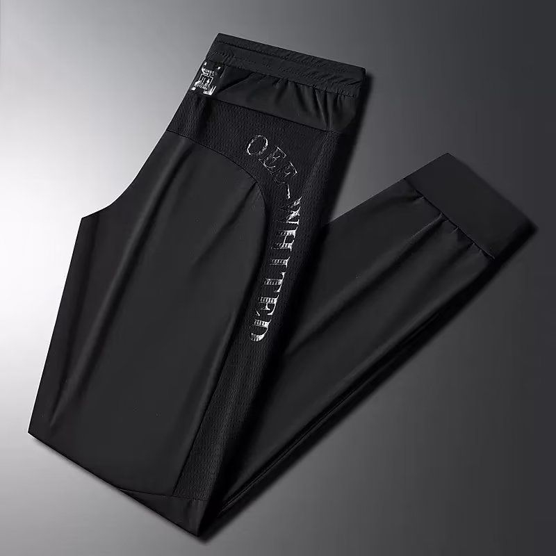 Muške ljetne mrežaste hlače od Ice Silk, elastične, brzo sušeće, srednji pojas, skraćene sportske hlače, plus veličina