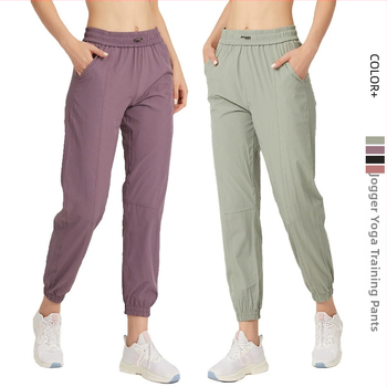 Ženske široke lagane hlače sa vezicom, lagano za trčanje i jogu, brzo se suše, 90% poliester, 10% spandex, srednji pojas