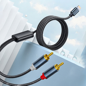 RCA összekötő kábel, Apple-kompatibilis, modell 1.2, ezüstbevonatos réz vezetők, üreges rézmag, digitális audió eszközökhöz
