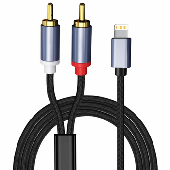 RCA összekötő kábel, Apple-kompatibilis, modell 1.2, ezüstbevonatos réz vezetők, üreges rézmag, digitális audió eszközökhöz