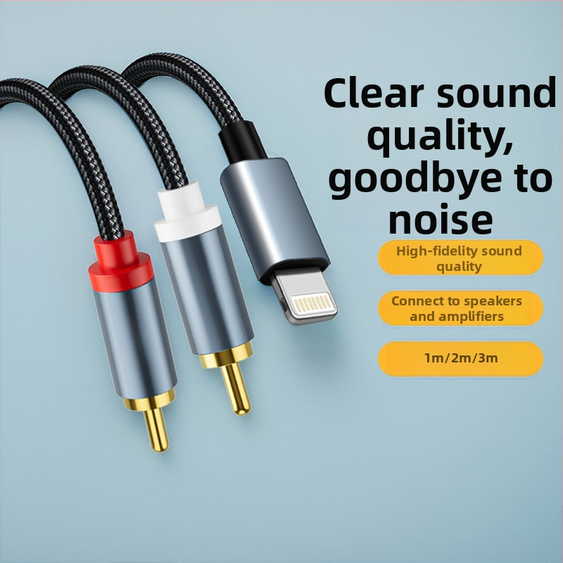 RCA prepojovací kábel, kompatibilný s Apple, model 1.2, strieborno pokovené meďové vodiče s holým meďovým jadrom, pre digitálne audio zariadenia