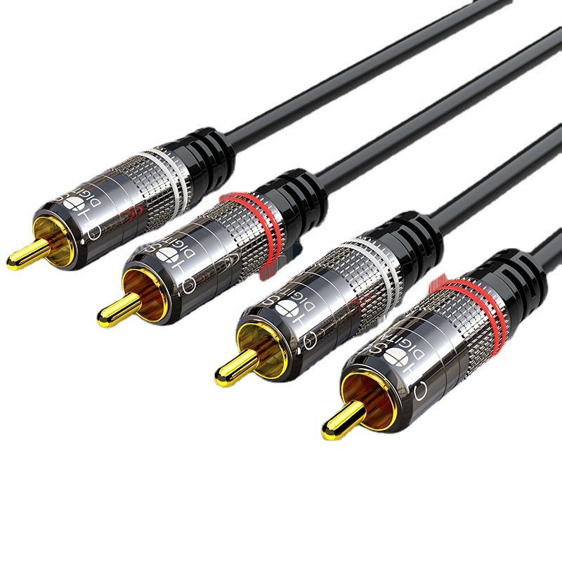 Choseal QS3551 2RCA férfi-to-2RCA férfi audió kábel, aranyozott réz maggal, dupla lótusz dizájnnal, digitális audio berendezésekhez