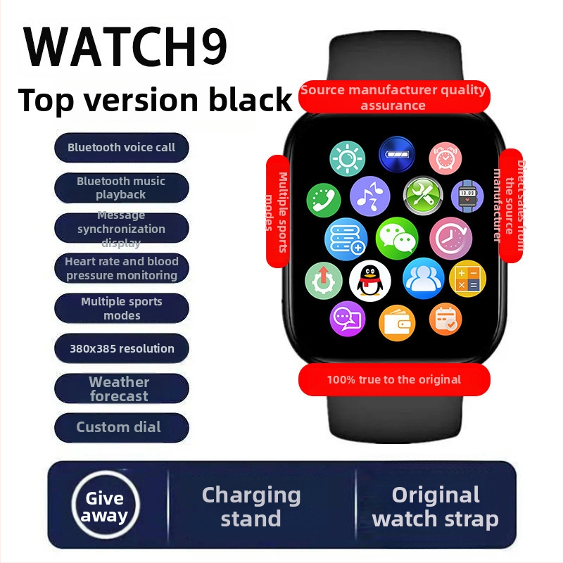 Ceas inteligent watch9 S10pro — Apeluri Bluetooth, Numărătoare pași, Monitorizare ritm cardiac, SpO2, Monitorizare somn