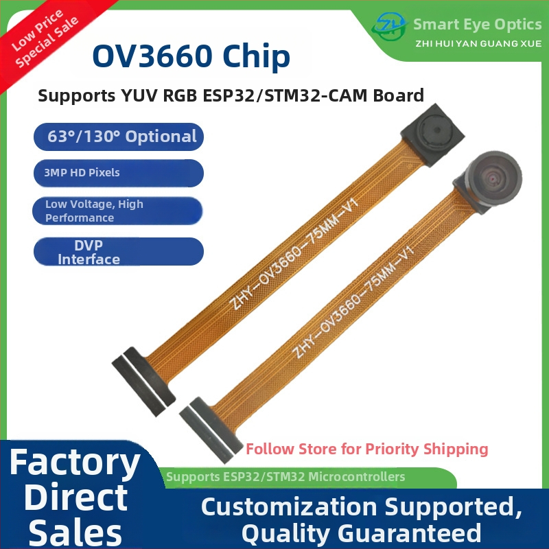 OV3660 kamera modul, 3MP, 2048x1536 rozlíšenie, DVP rozhranie, 15-120fps, ručné zaostrovanie