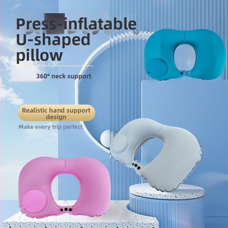 У-образена пътуваща възглавница за надуване с газ - TPU ламинирана тъкан, TPU филм, модерен стил