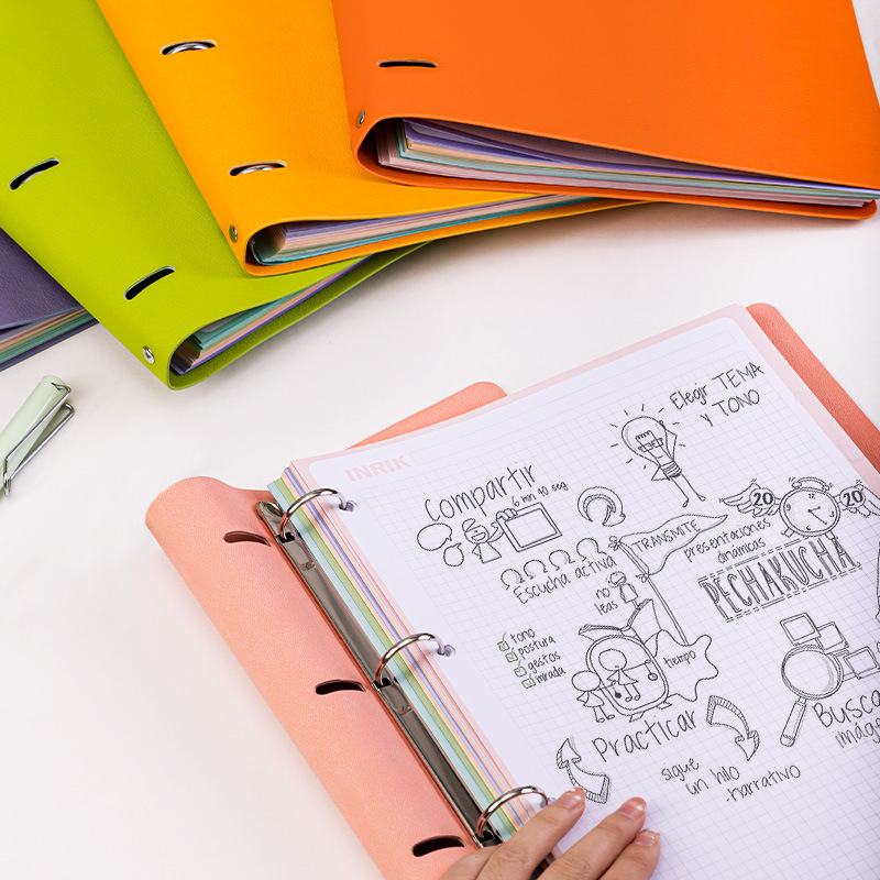 Mekana kožna bilježnica s uklonjivim kućištem, 4 rupe, unutarnji listovi od uvezenog papira, 100 listova (200 stranica)