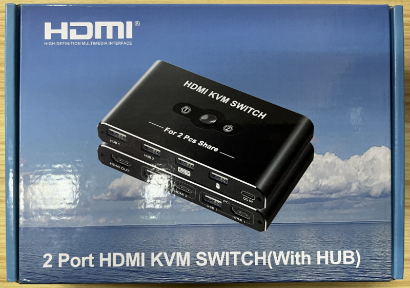 KVM prekidač za dva računala, HDMI 4K, USB 3.0, 2 ulaza/1 izlaz, dijeljenje radne površine