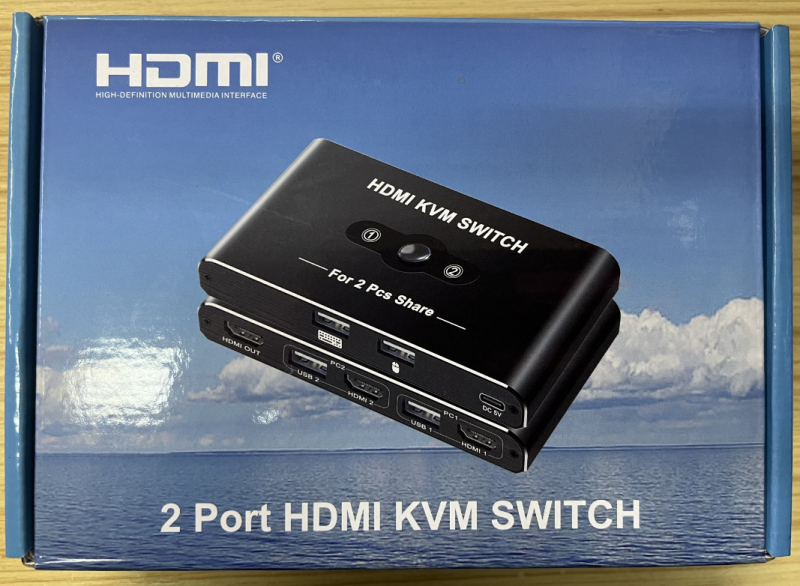 KVM prekidač za dva računala, HDMI 4K, USB 3.0, 2 ulaza/1 izlaz, dijeljenje radne površine