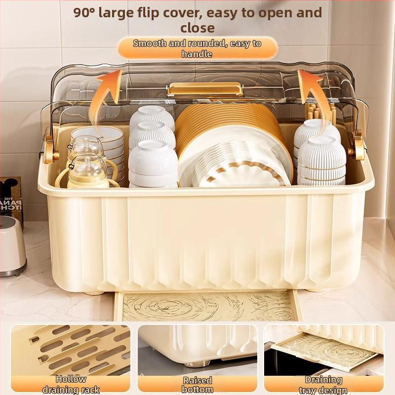 Stolni odvodni stalak za suđe; plastični; stolna instalacija; pogodan za zdjele i tanjure; moderan minimalistički stil