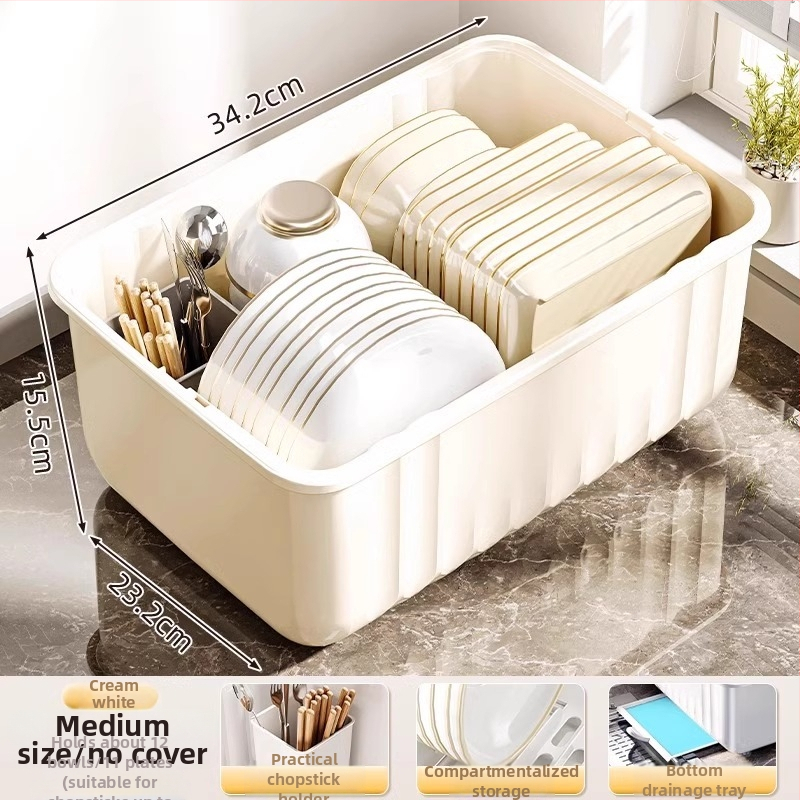 Stolni odvodni stalak za suđe; plastični; stolna instalacija; pogodan za zdjele i tanjure; moderan minimalistički stil