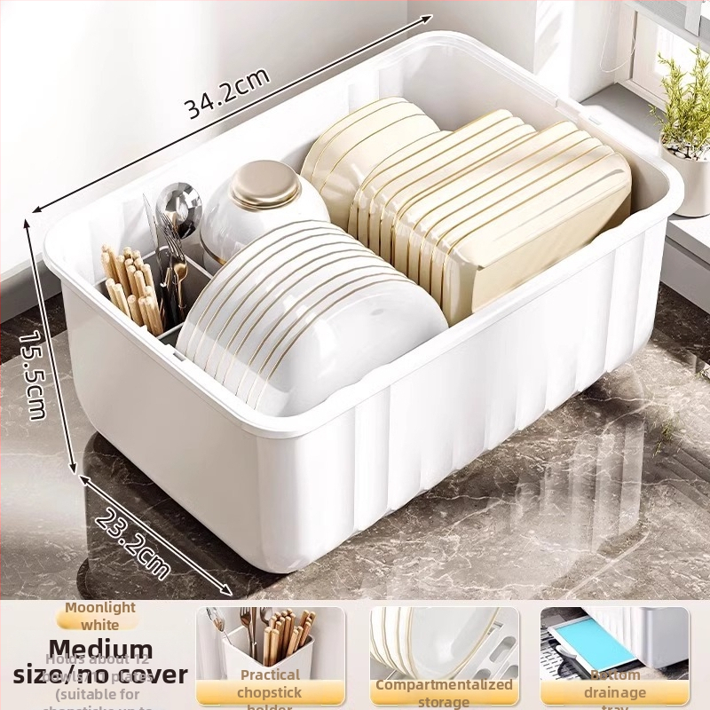 Stolni odvodni stalak za suđe; plastični; stolna instalacija; pogodan za zdjele i tanjure; moderan minimalistički stil