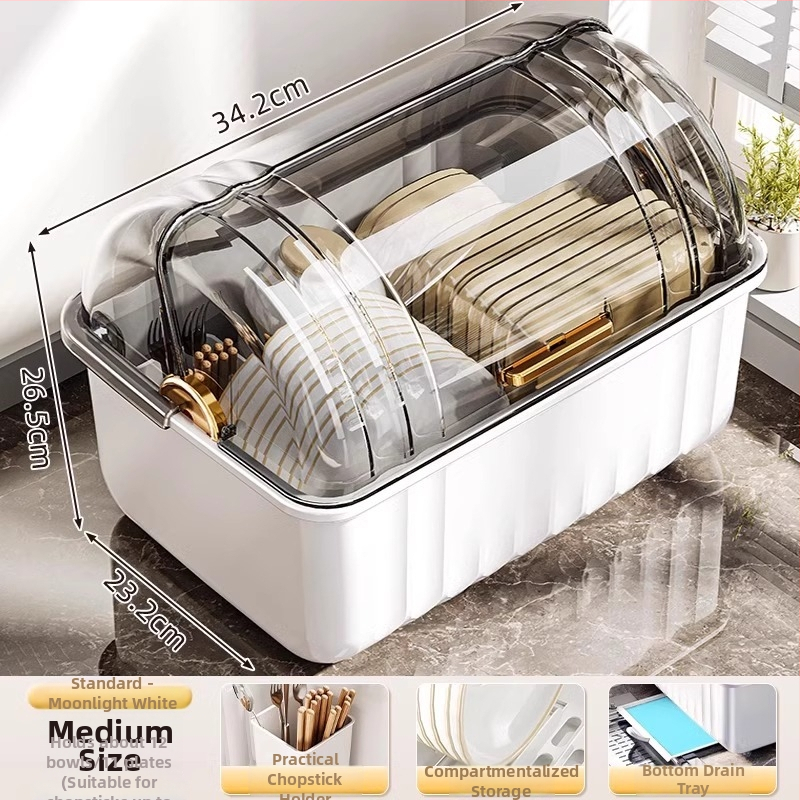 Stolni odvodni stalak za suđe; plastični; stolna instalacija; pogodan za zdjele i tanjure; moderan minimalistički stil