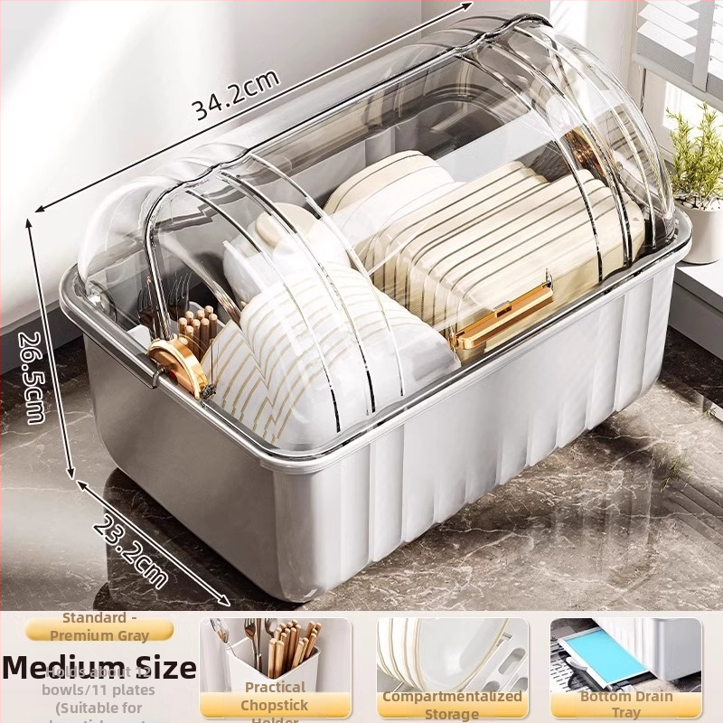 Stolni odvodni stalak za suđe; plastični; stolna instalacija; pogodan za zdjele i tanjure; moderan minimalistički stil