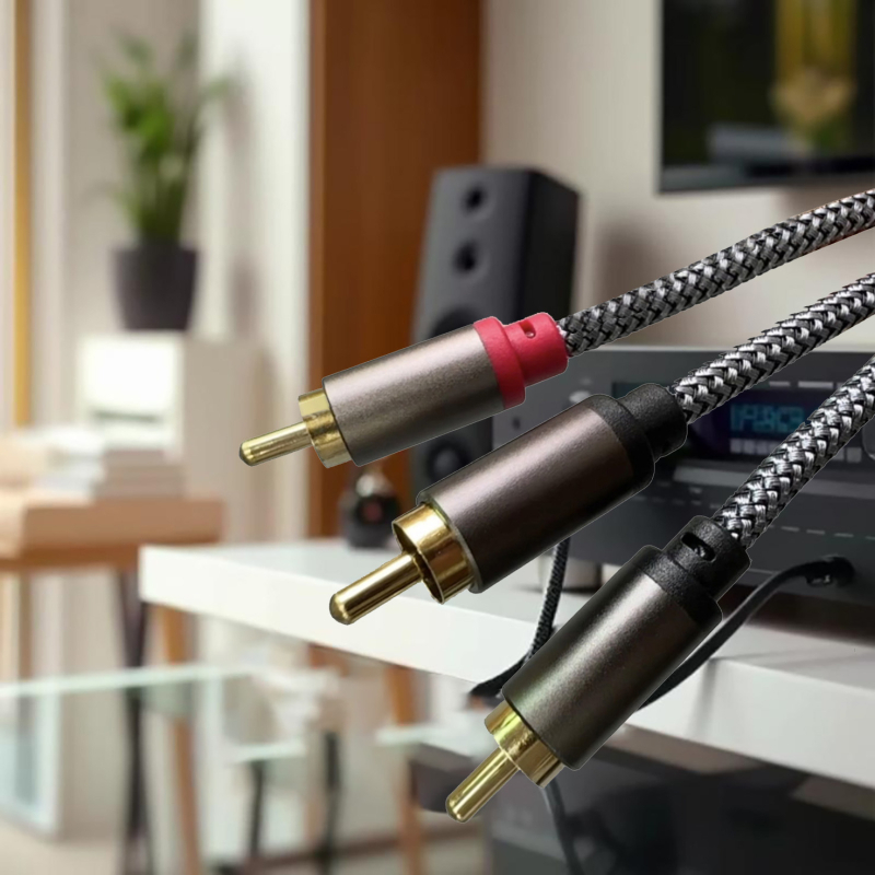 RCA-tól 2RCA-ig audió kábel, aranyozott, OFC rézmaggal, RoHS tanúsított