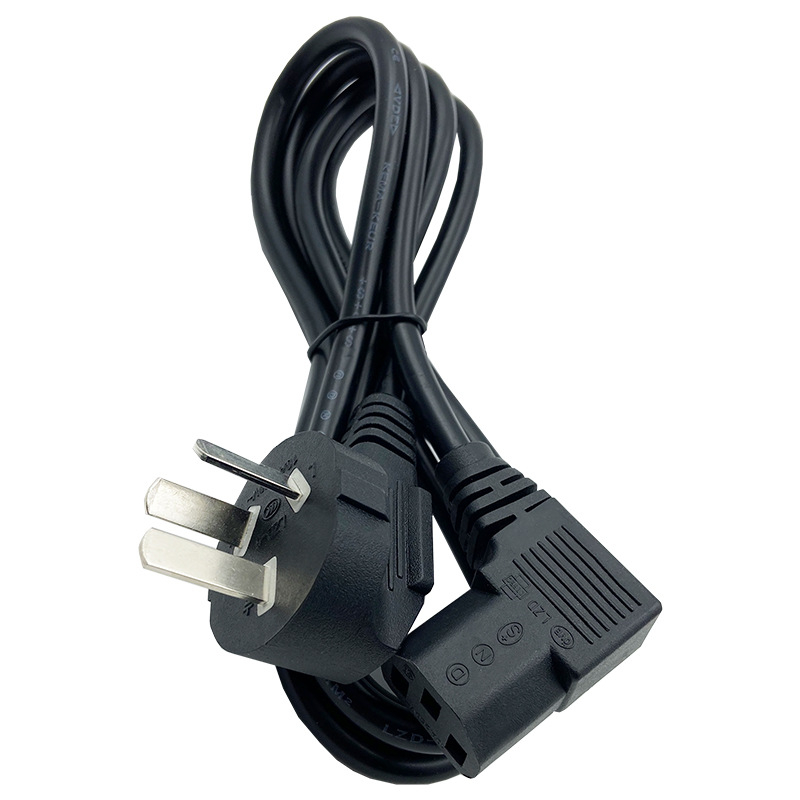 Кабел за захранване с 90° ъгъл за тредмил, 3-пинов щепсел по национален стандарт; PVC обвивка, 3C сертифициран; подходящ за компютър, телевизор и други домакински уреди