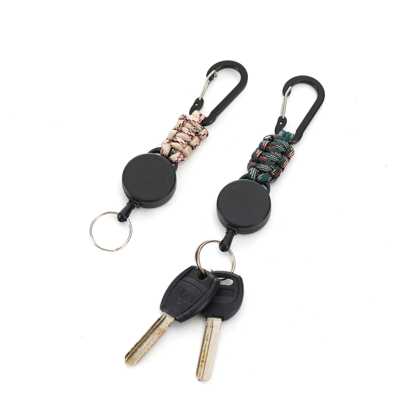 Κλειδοθήκη με αναδιπλούμενο μηχανισμό, ABS σώμα, τηλεσκοπικό ατσάλινο καλώδιο, υφαντό σκοινί ομπρέλας, υψηλή ελαστικότητα, αντι-απώλεια